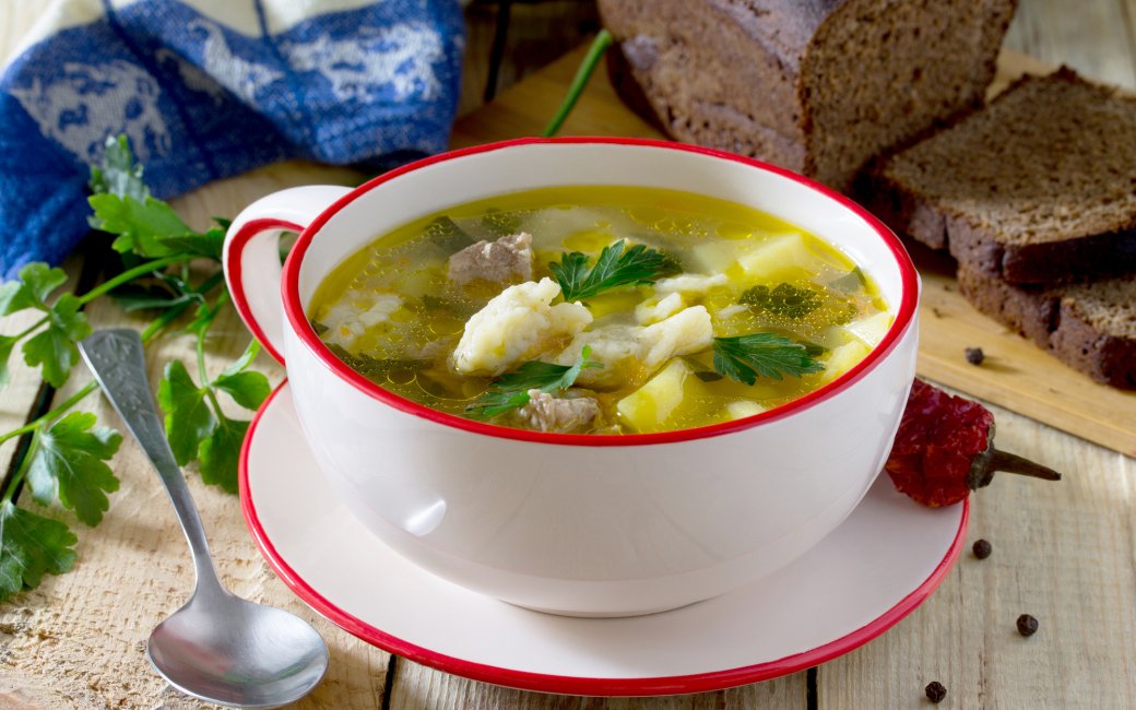 Суп з зеленими галушками