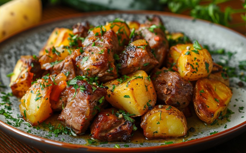 м’ясо з картоплею у рукаві