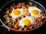яєчня з грибами, томатами й сиром