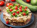 Кабачковий торт з грибами