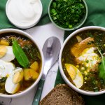 Весняний зелений борщ зі щавлем