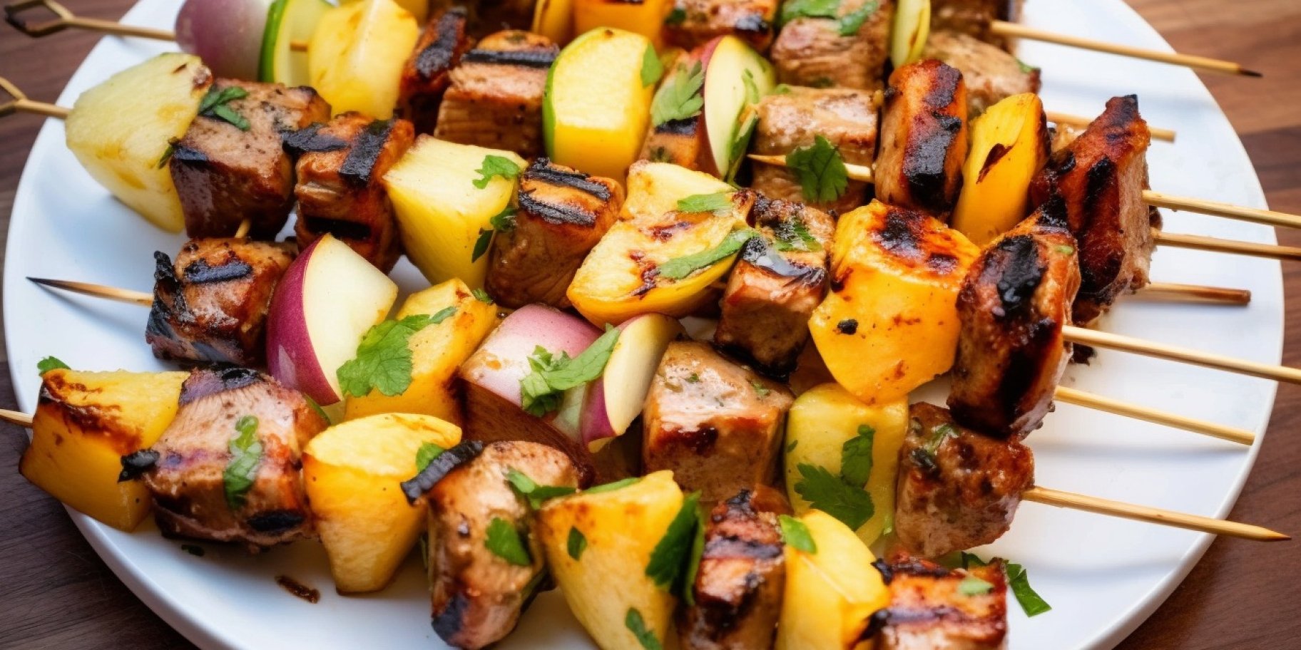 Сочный свиной шашлык с яблоками