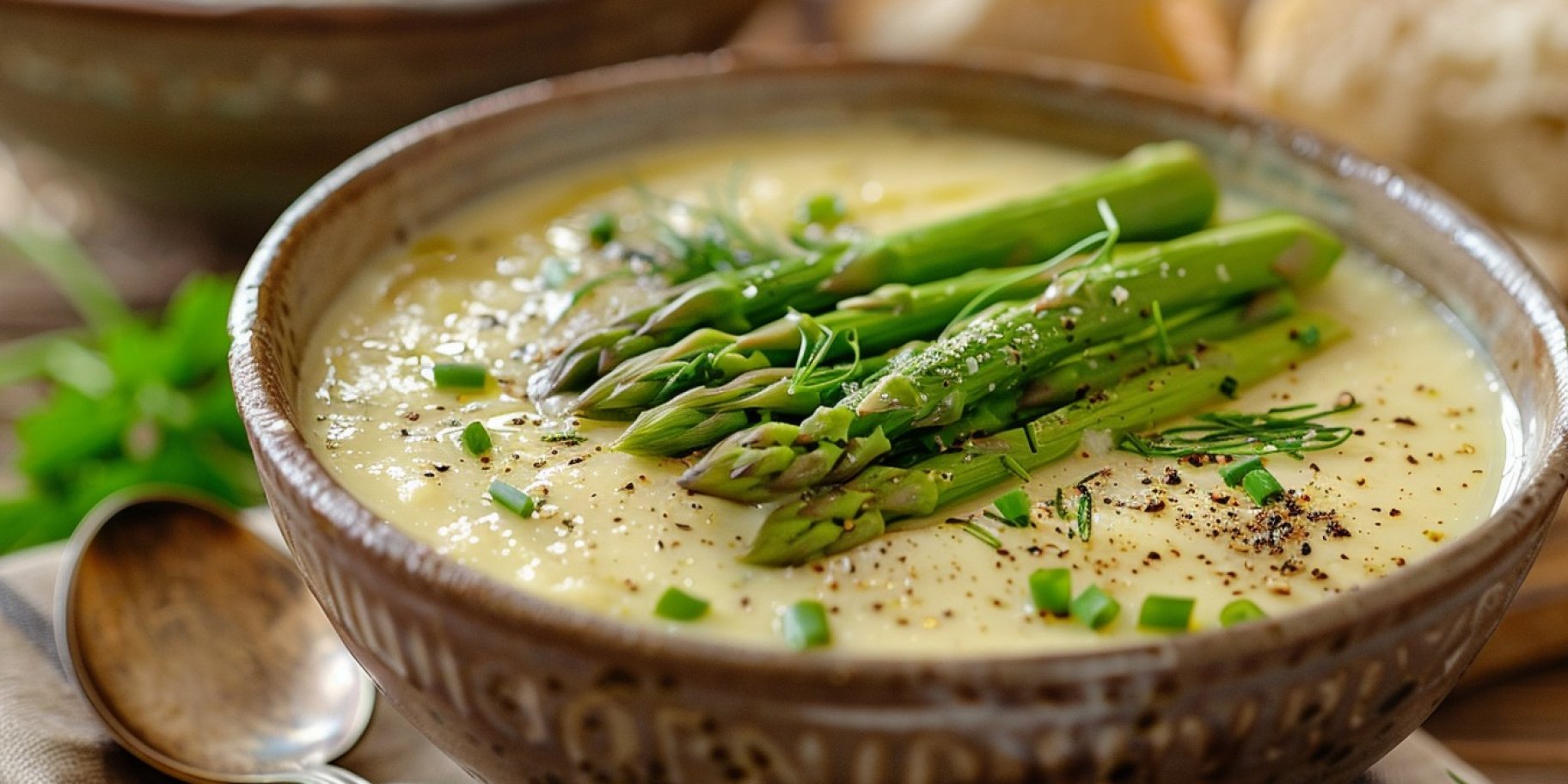 суп із спаржею і сиром брі