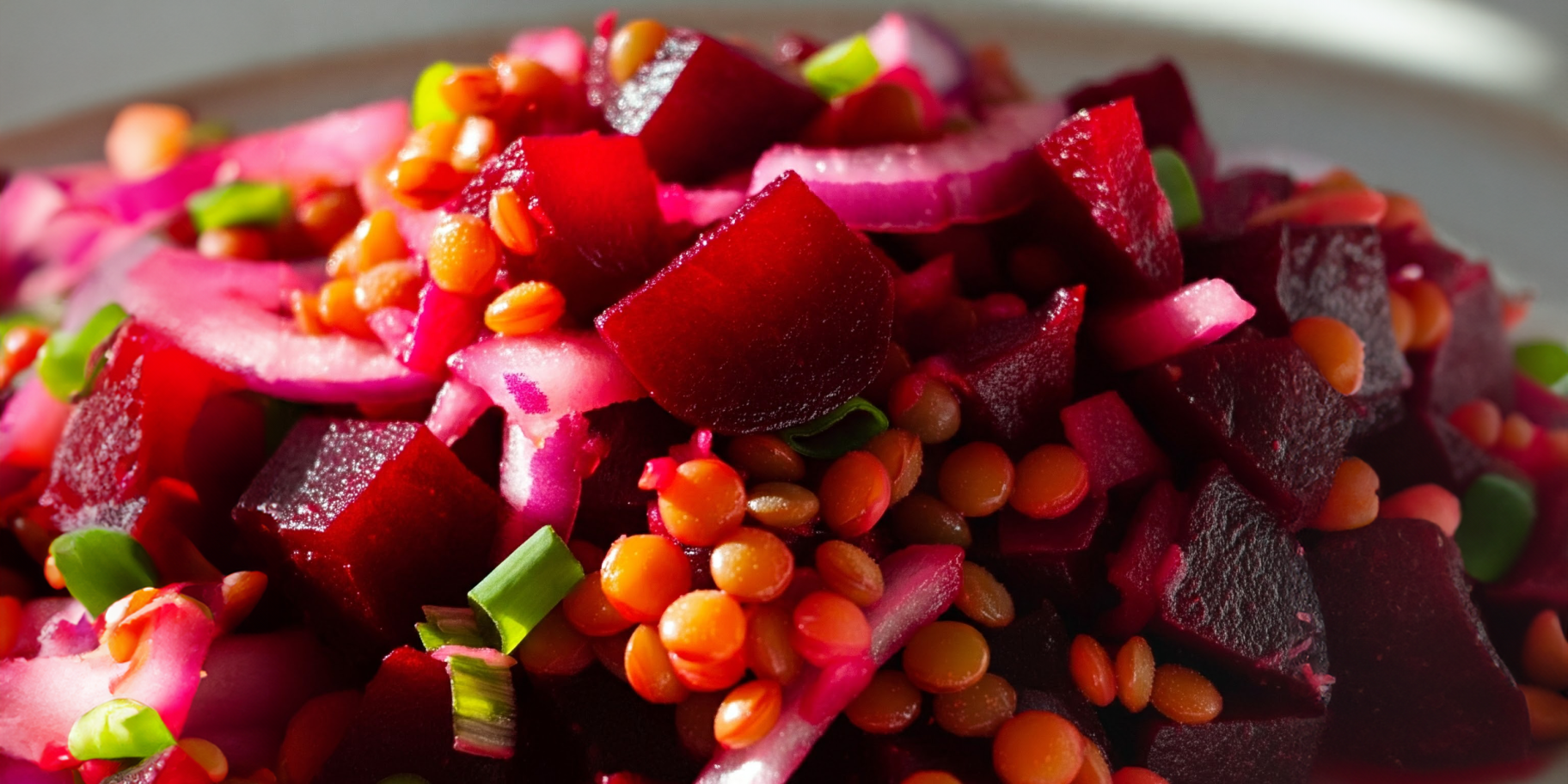Салат з буряком і червоною сочевицею