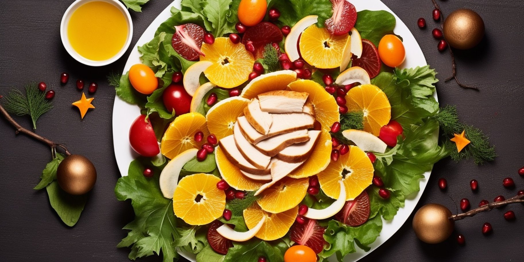 Салат-віночок з куркою та мандаринами