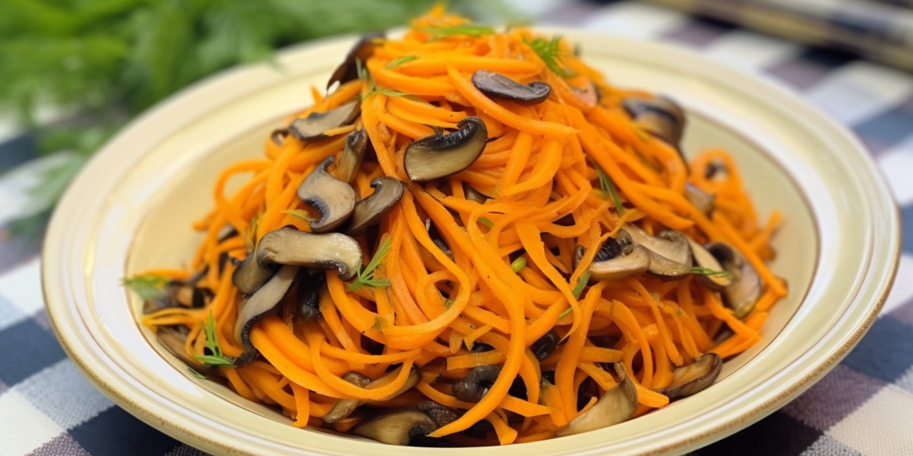 Морква по-корейськи з печерицями