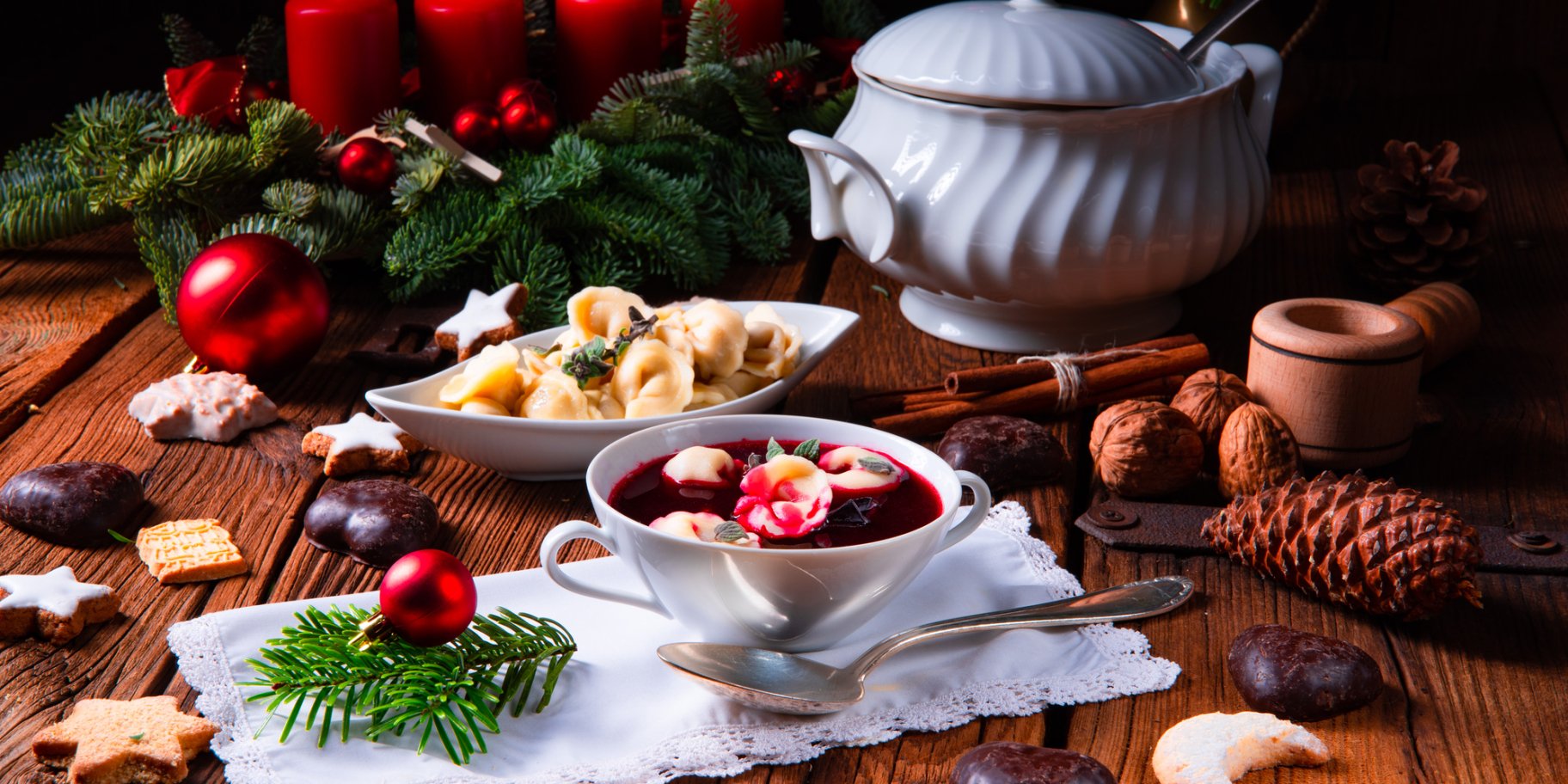 Постный борщ с «ушками»