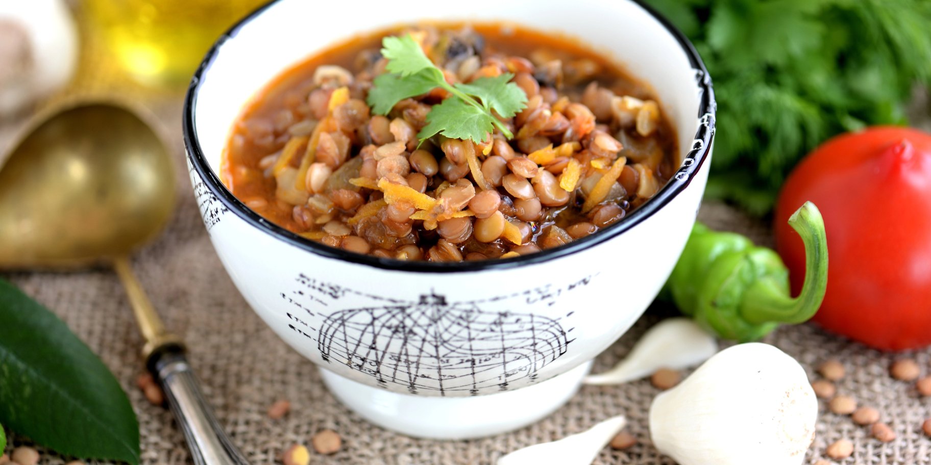 Сочевичний суп із грибами