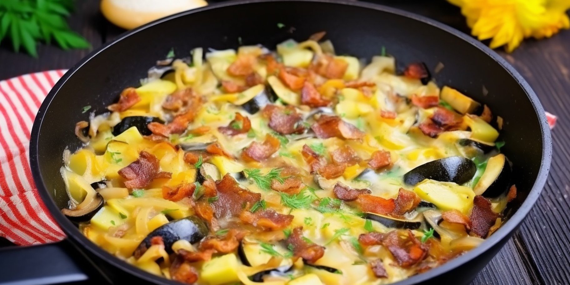 Мідії з цукіні та беконом