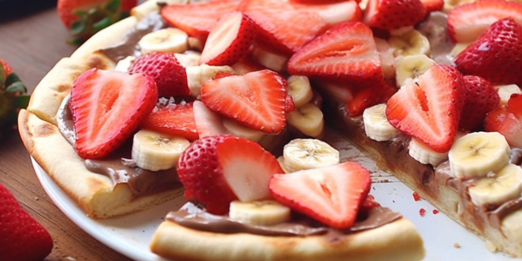 клубнично-банановая пицца на десерт