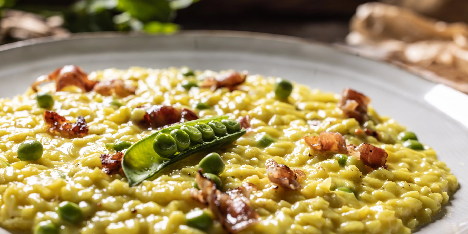 ризото з беконом і горошком
