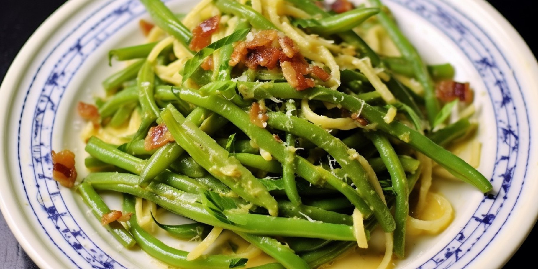 Стручкова квасоля а-ля карбонара