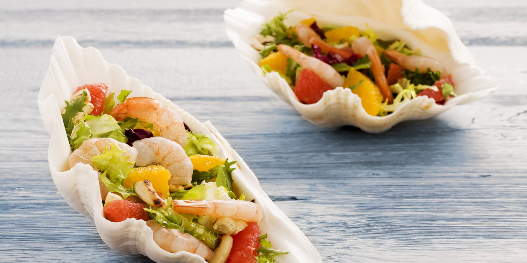 салат з апельсинами та креветками