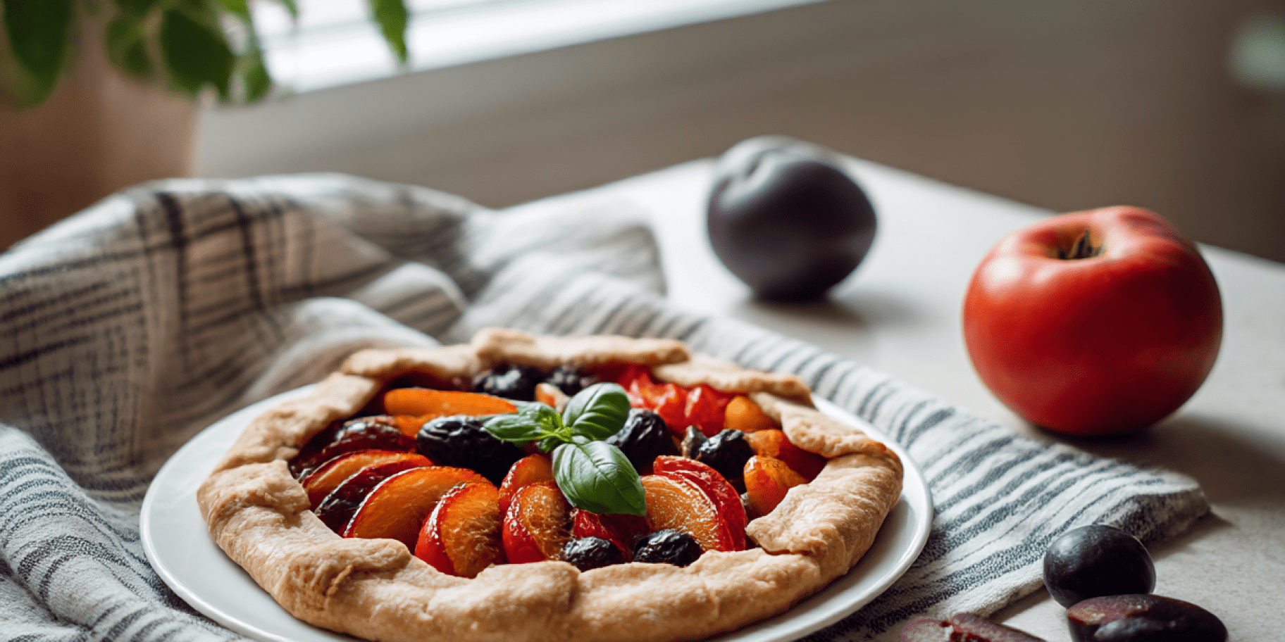 Галета зі сливами томатами та оливками