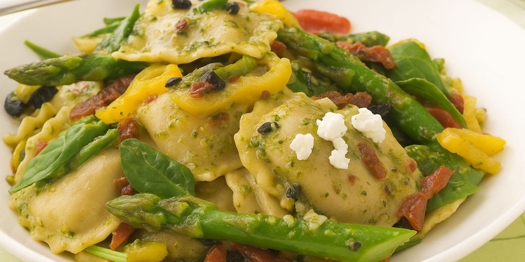 сніданок із равіолі та спаржею