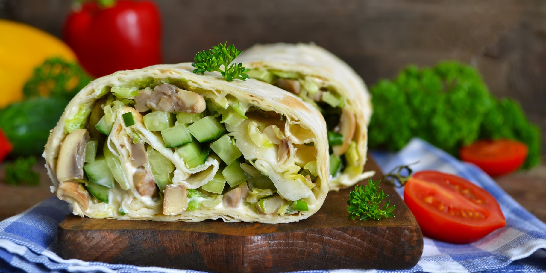 Лаваш з грибами та сиром