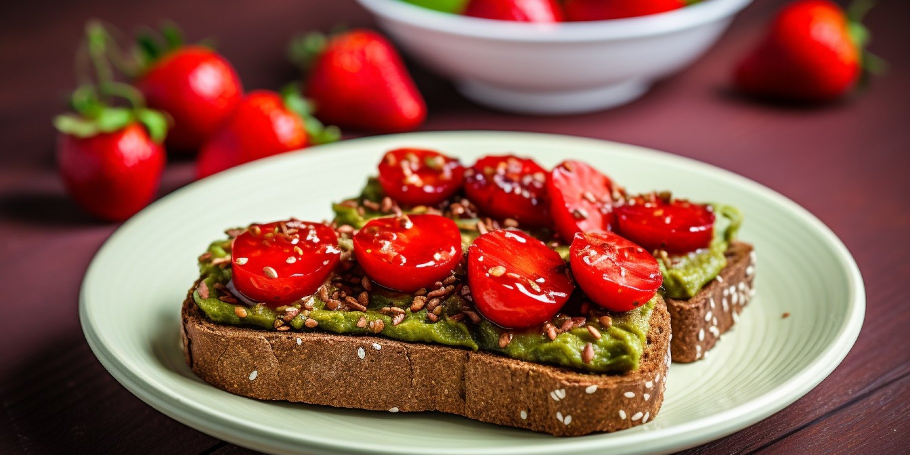 канапки з полуницею, помідорами та авокадо