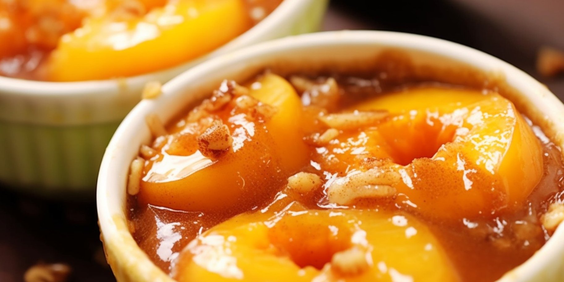 Персики з горіхами, запечені у густому соусі