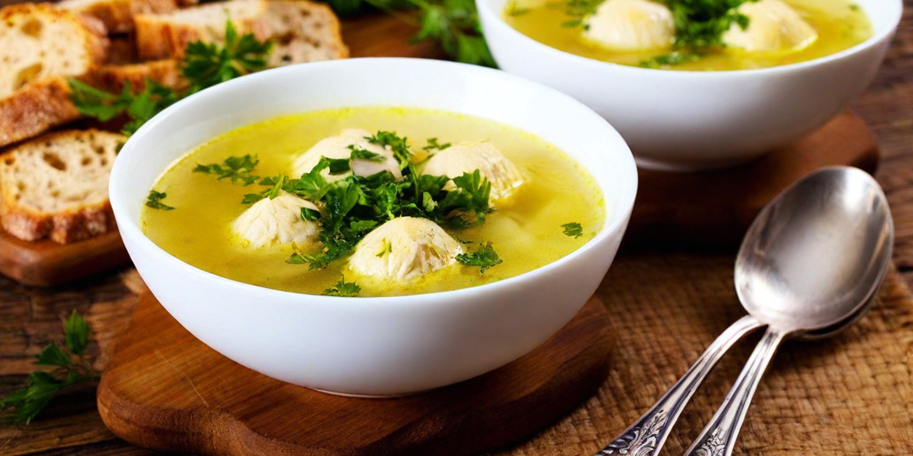 Суп з куркою і сирними кульками