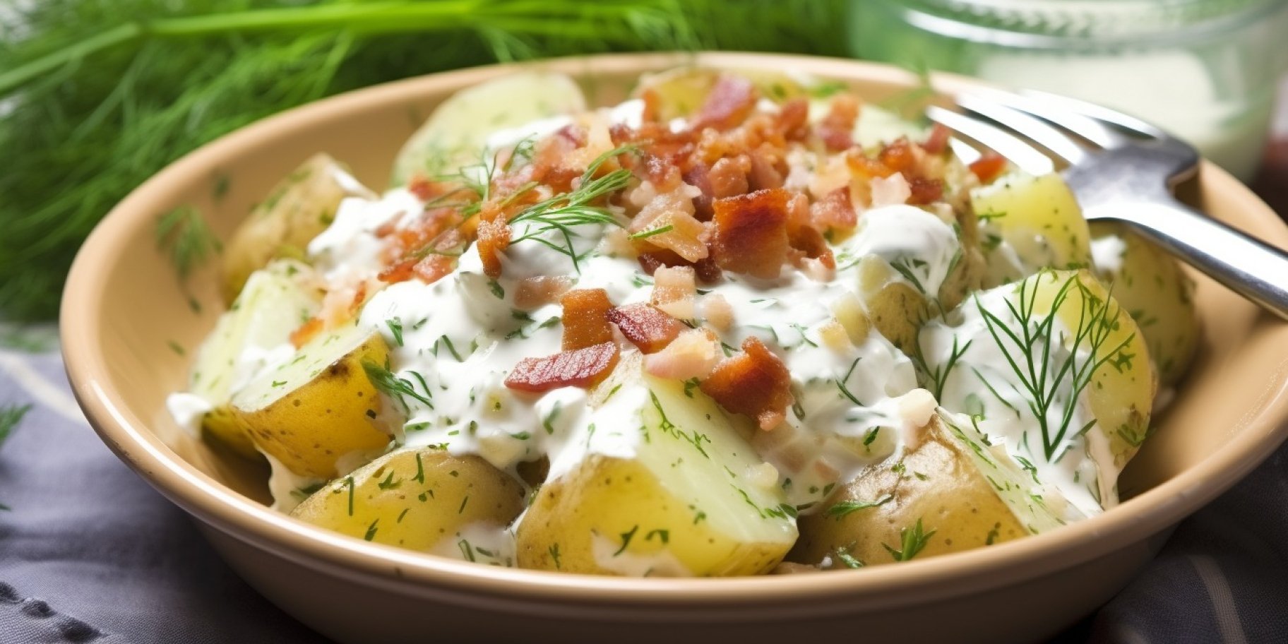 Молода картопля з салом і сметаною