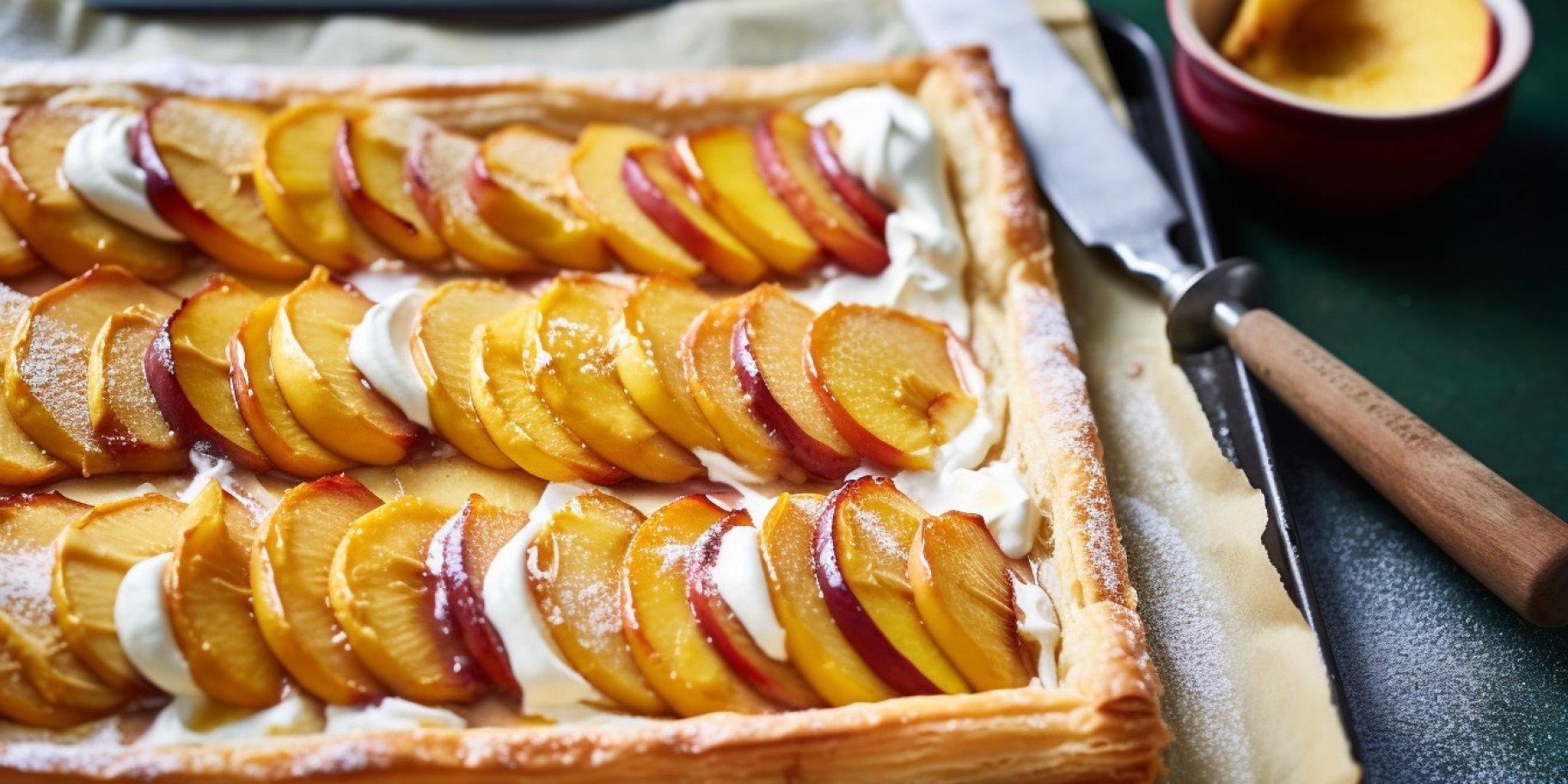 Нектариновый пирог с корицей и ромовым кремом