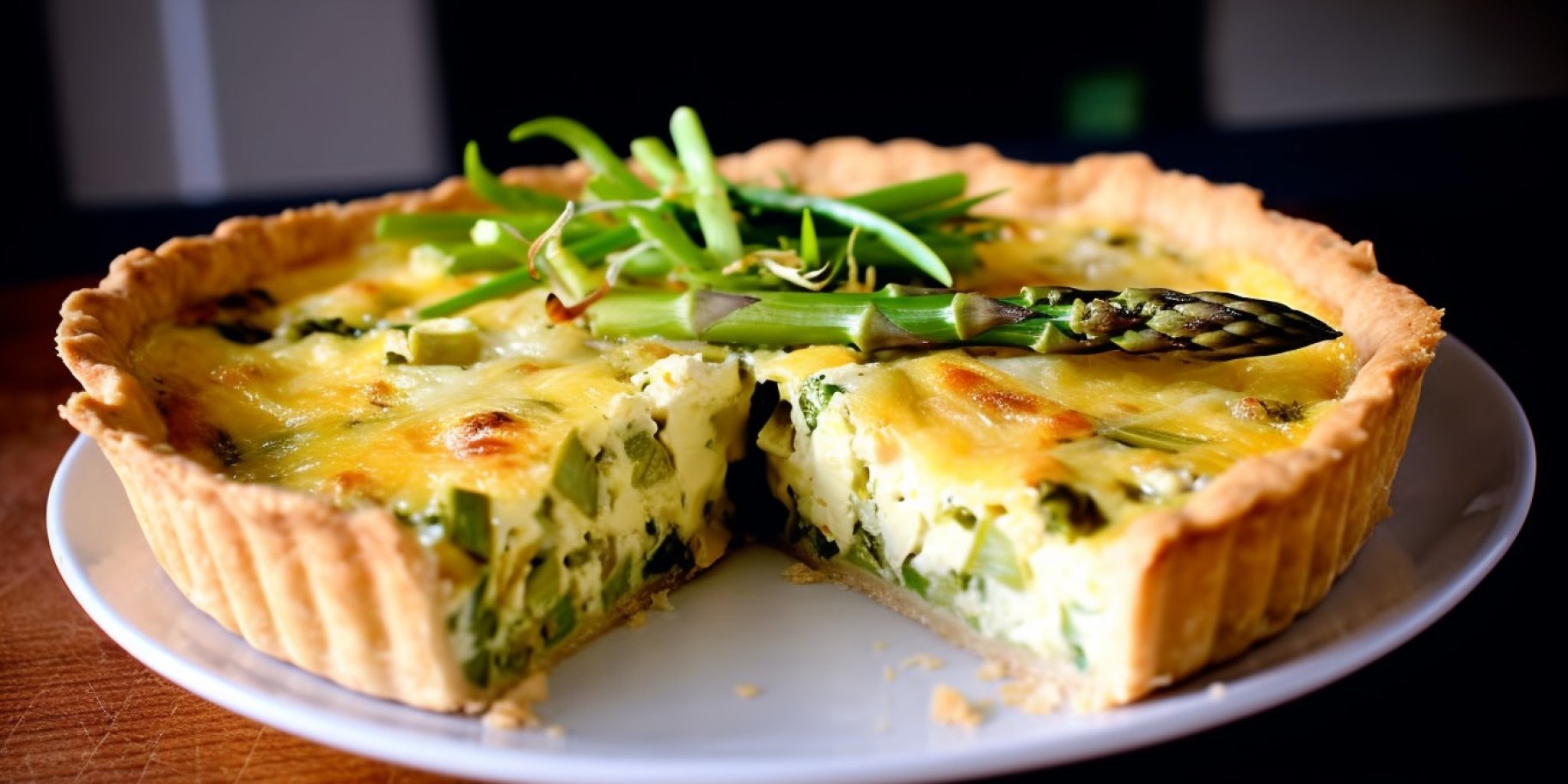 киш с луком-пореем и спаржей