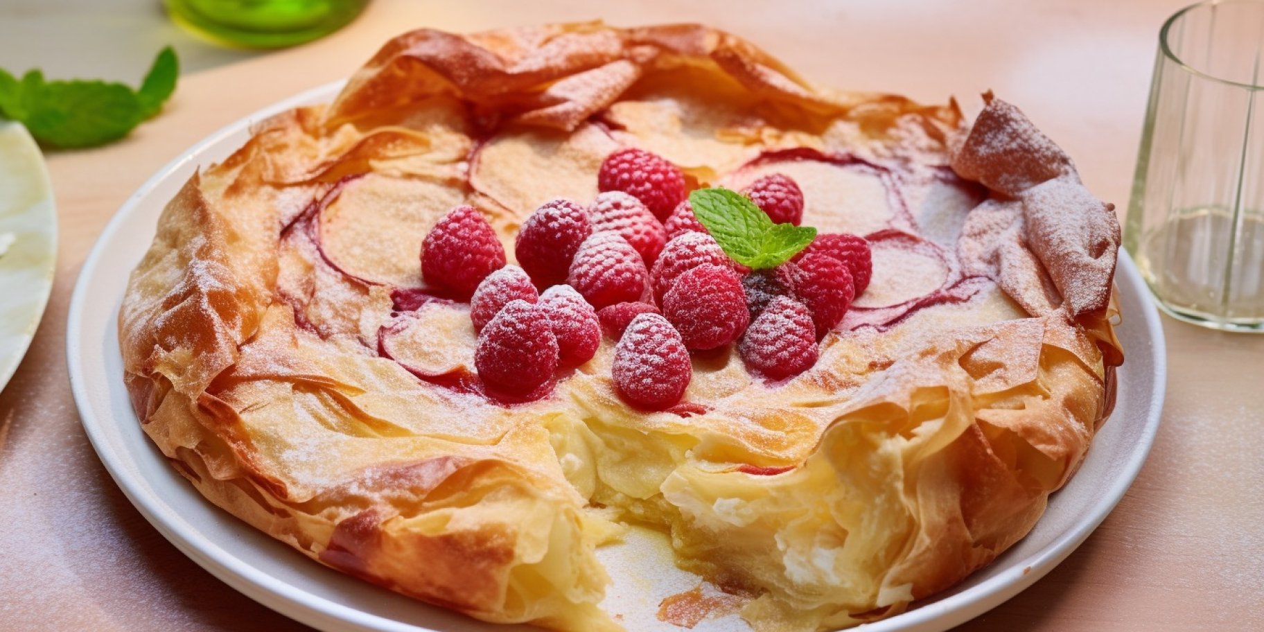 Пиріг з тіста філо з малиною