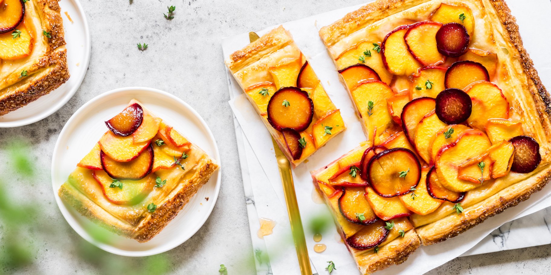 тарт с персиками