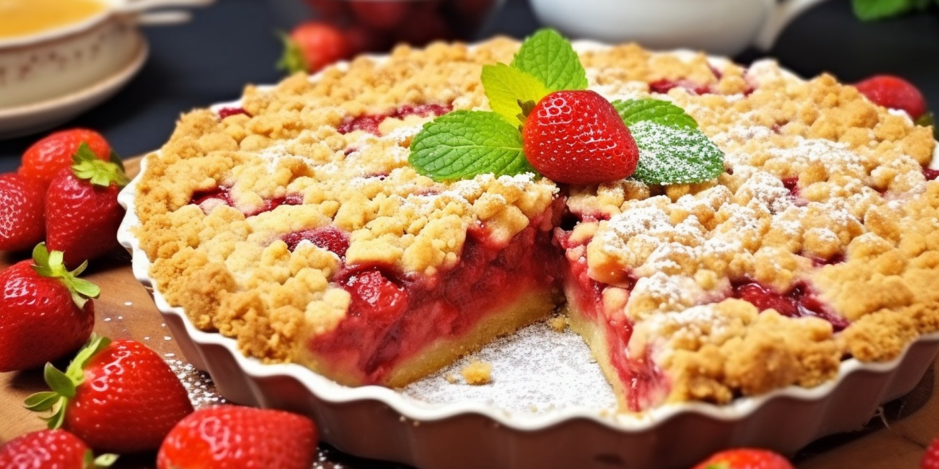 Насыпной пирог с клубникой