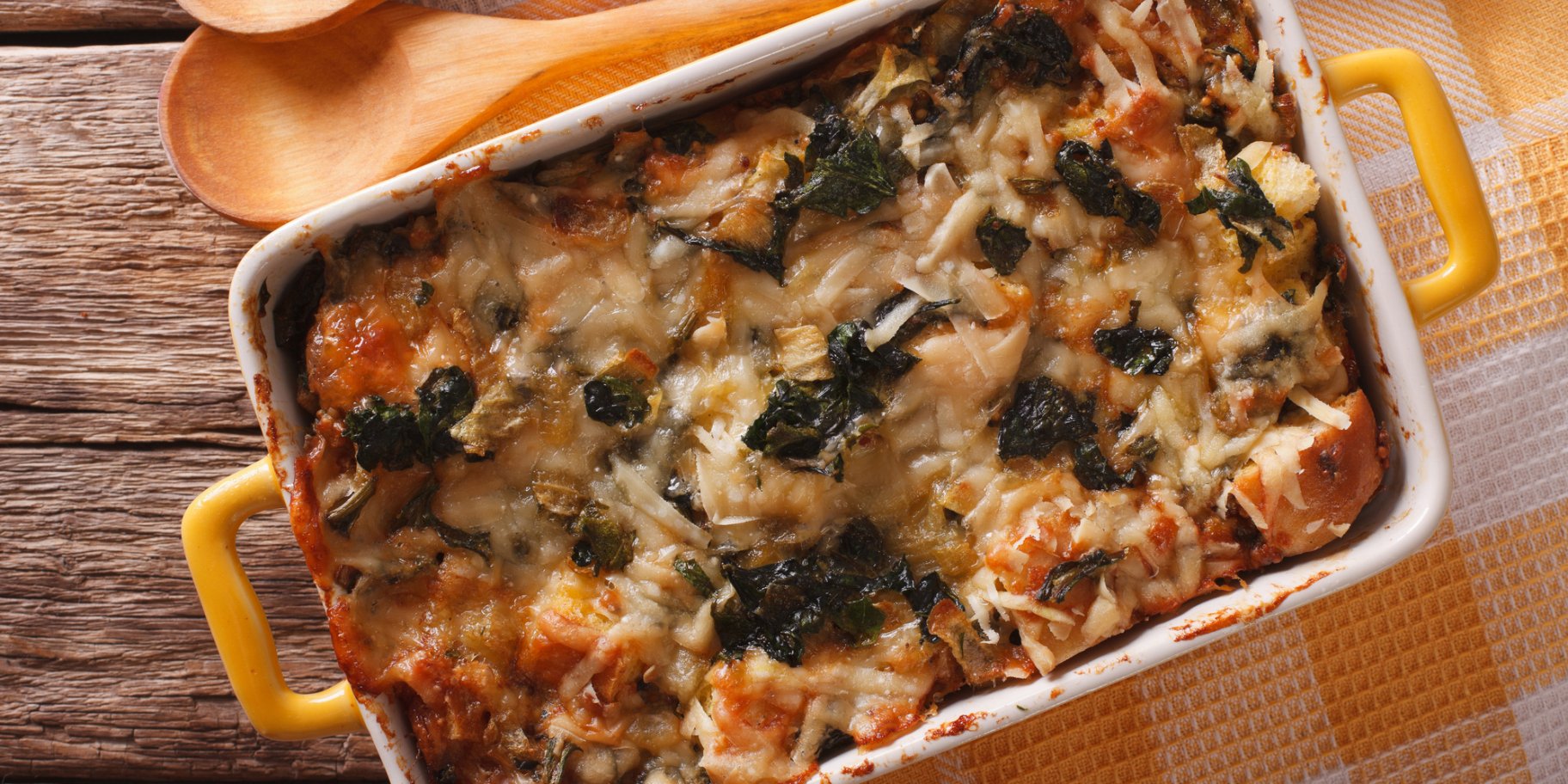 Гратен из шпината и бекона