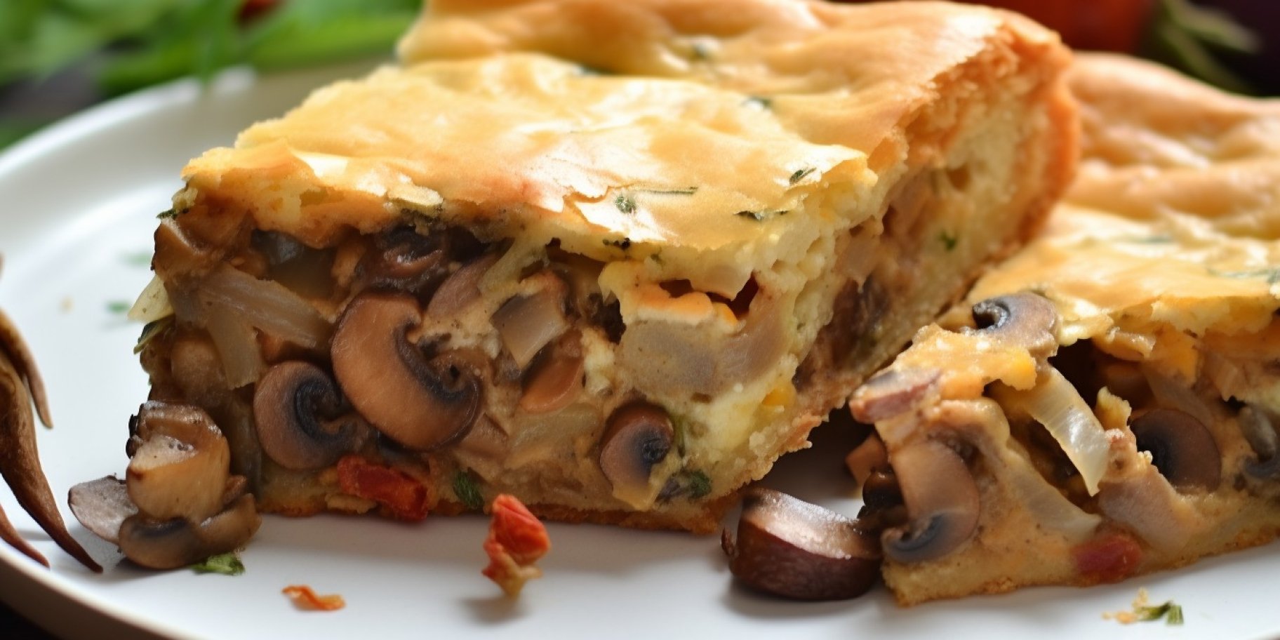 Заливний грибний пиріг на кефірі