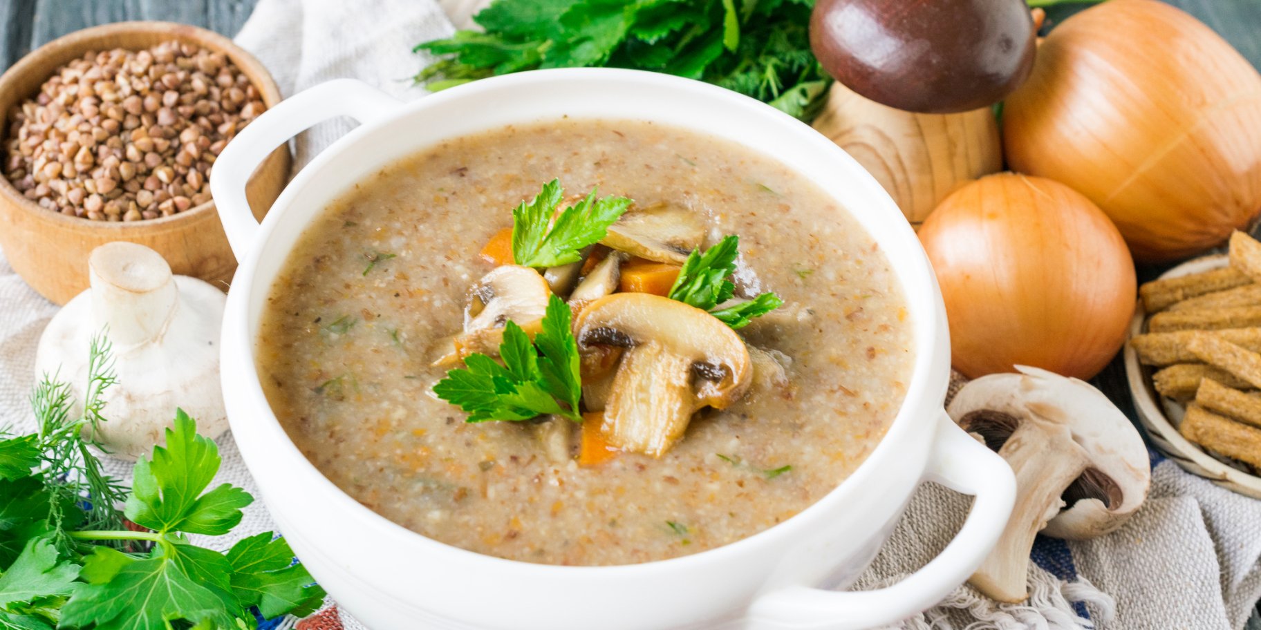 Гречневый суп с грибами