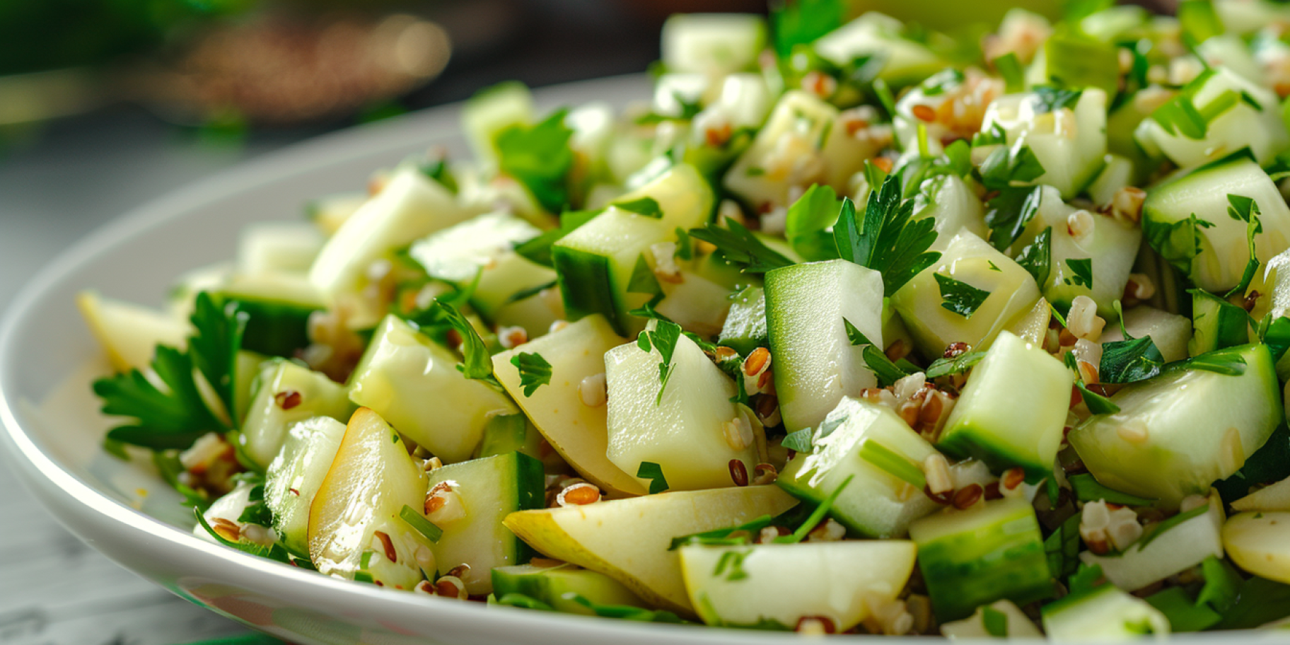 Салат із пророщеною пшеницею та грушею