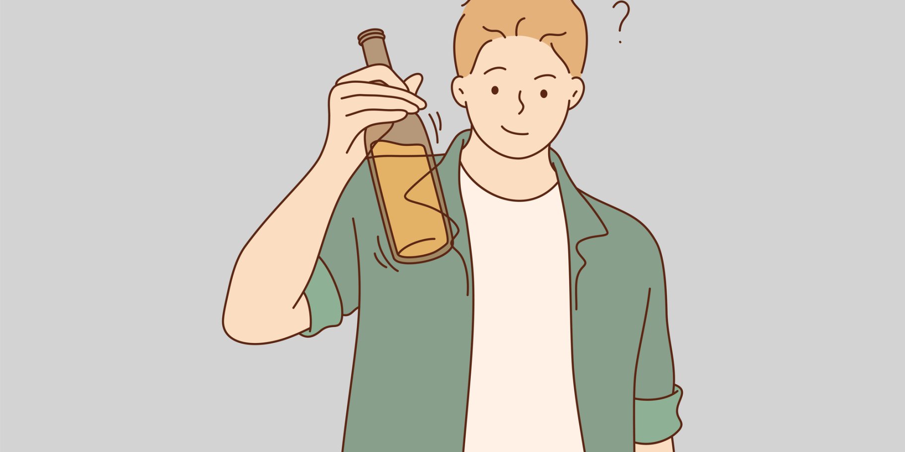 Малюнок хлопця, що тримає пляшку алкоголю