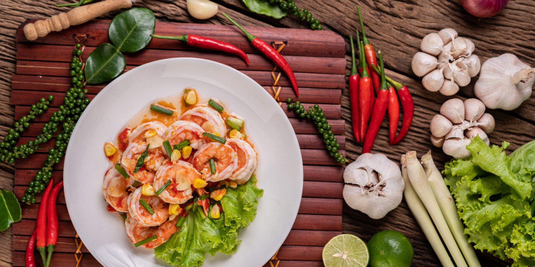 креветки з цитрусовими та рисом