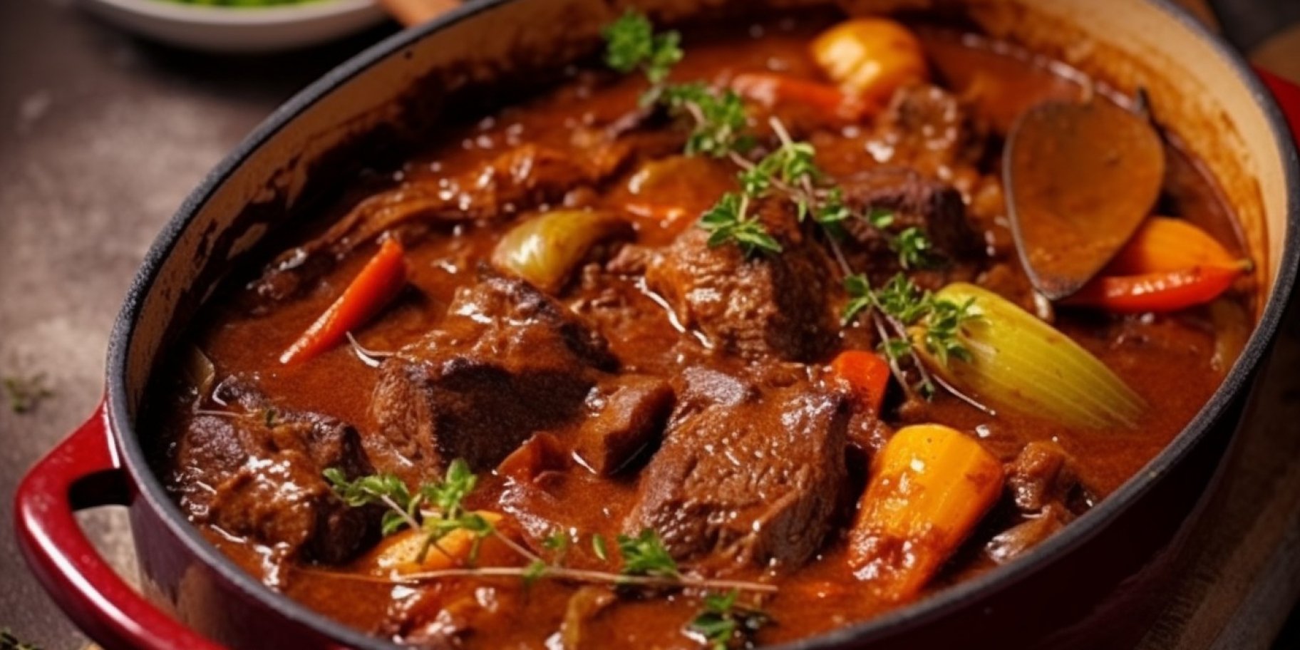 Яловичина з салом і овочами, тушкована в духовці