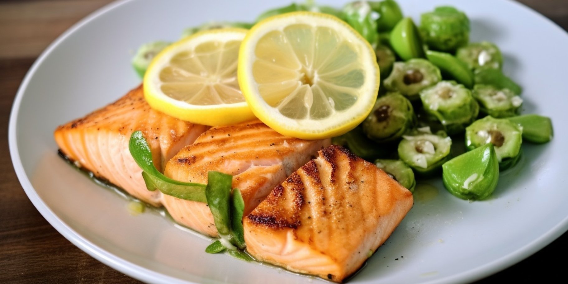 Стейк з лосося зі смаженою бамією