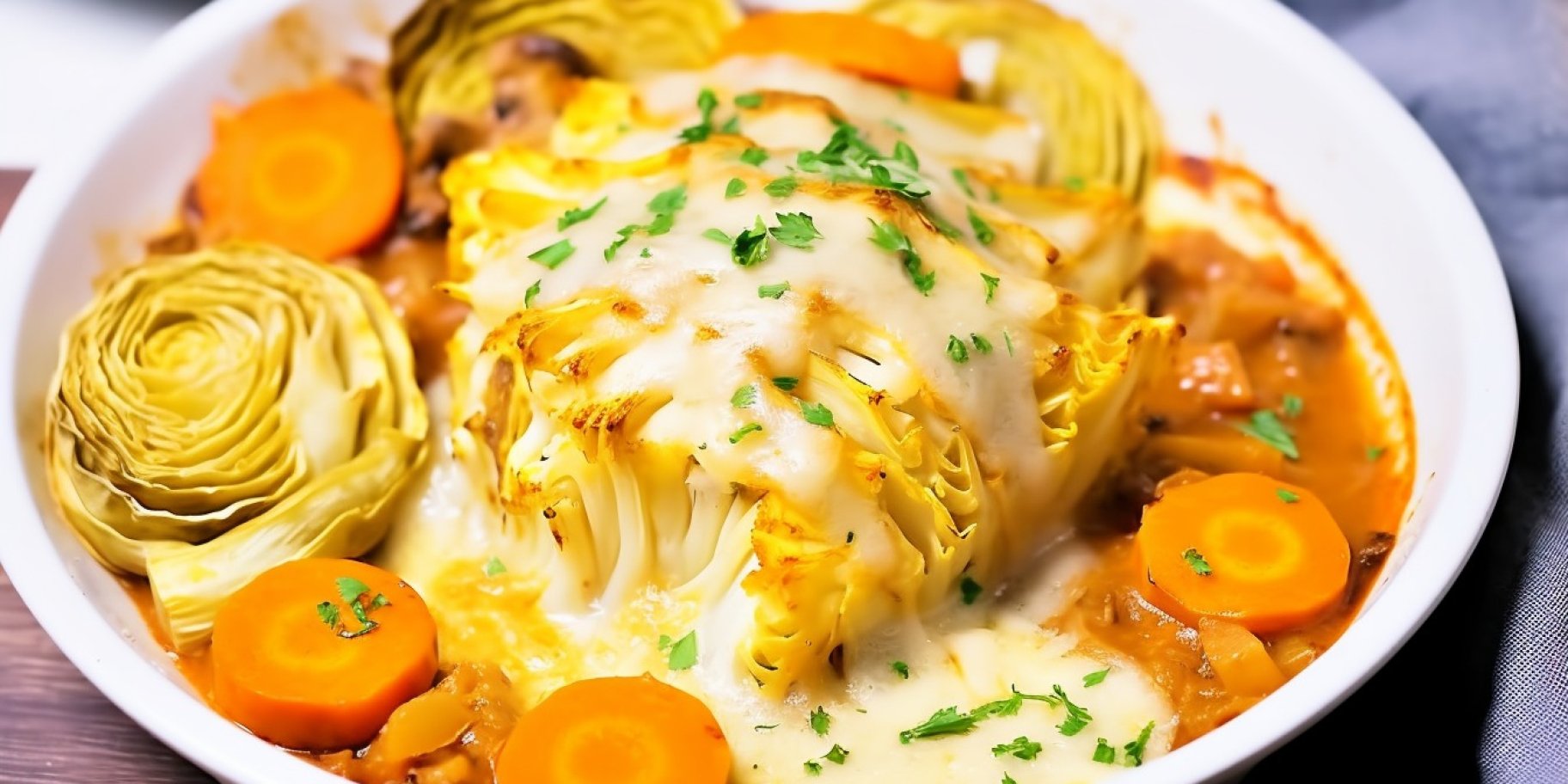 Запеченная капуста и тыква под соусом