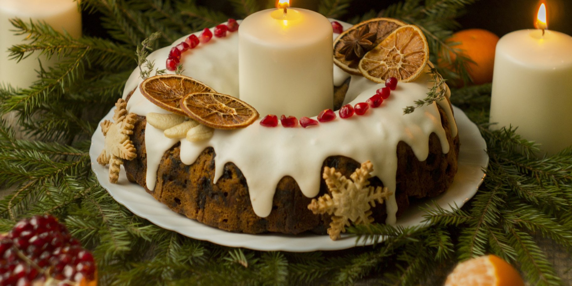різдвяний пиріг, свічки