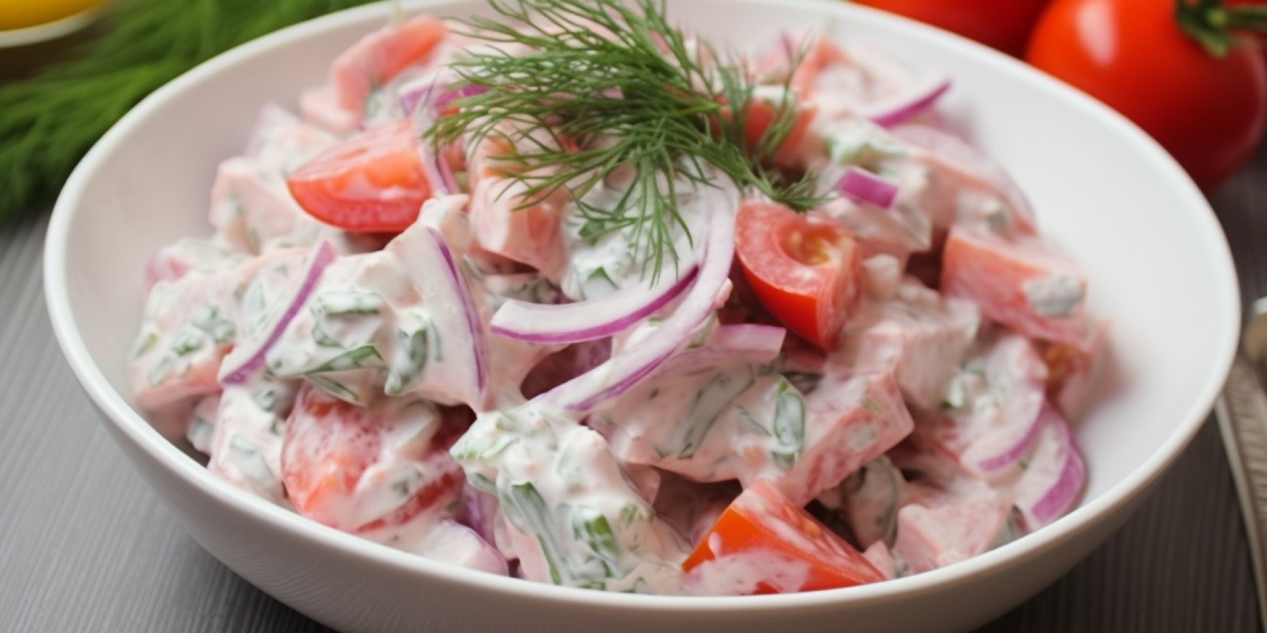 Салат з помідорами і сметаною