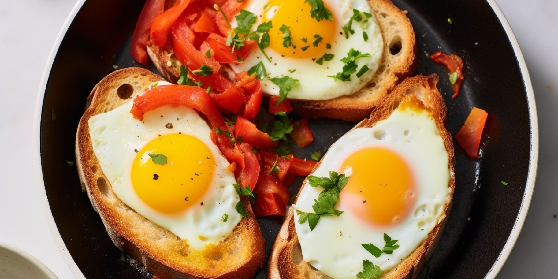 Нежные яйца в гренке