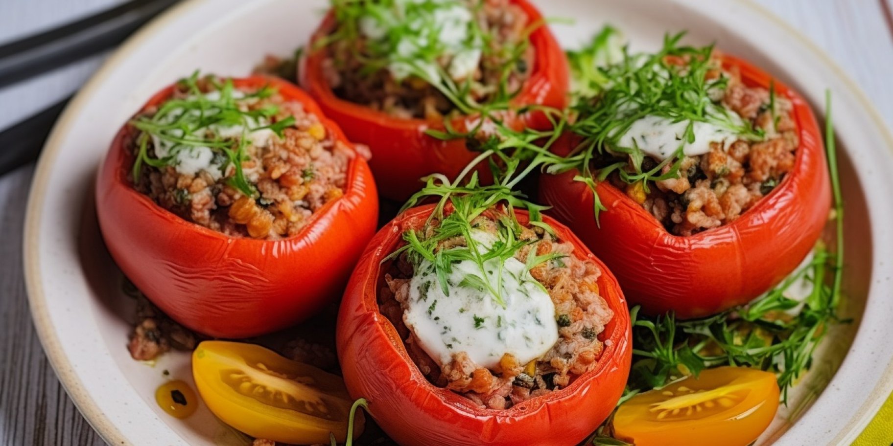 Помідори, фаршировані гречкою з фетою