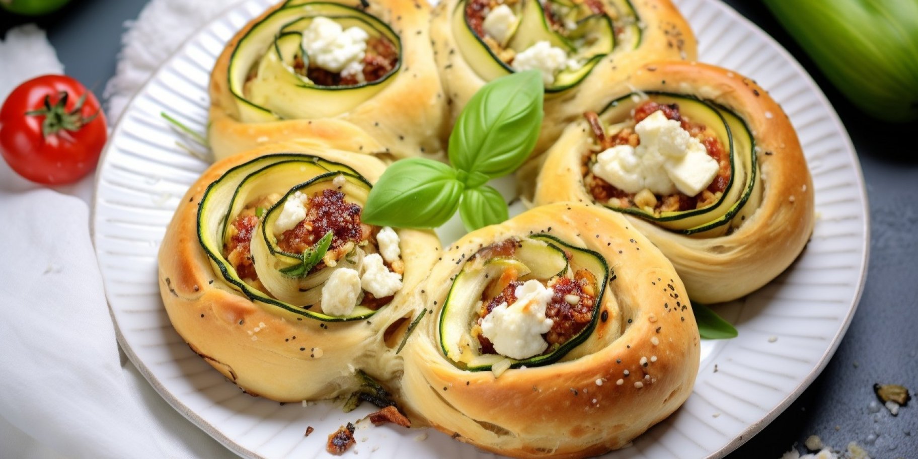 Булочки з фетою, томатами і цукіні