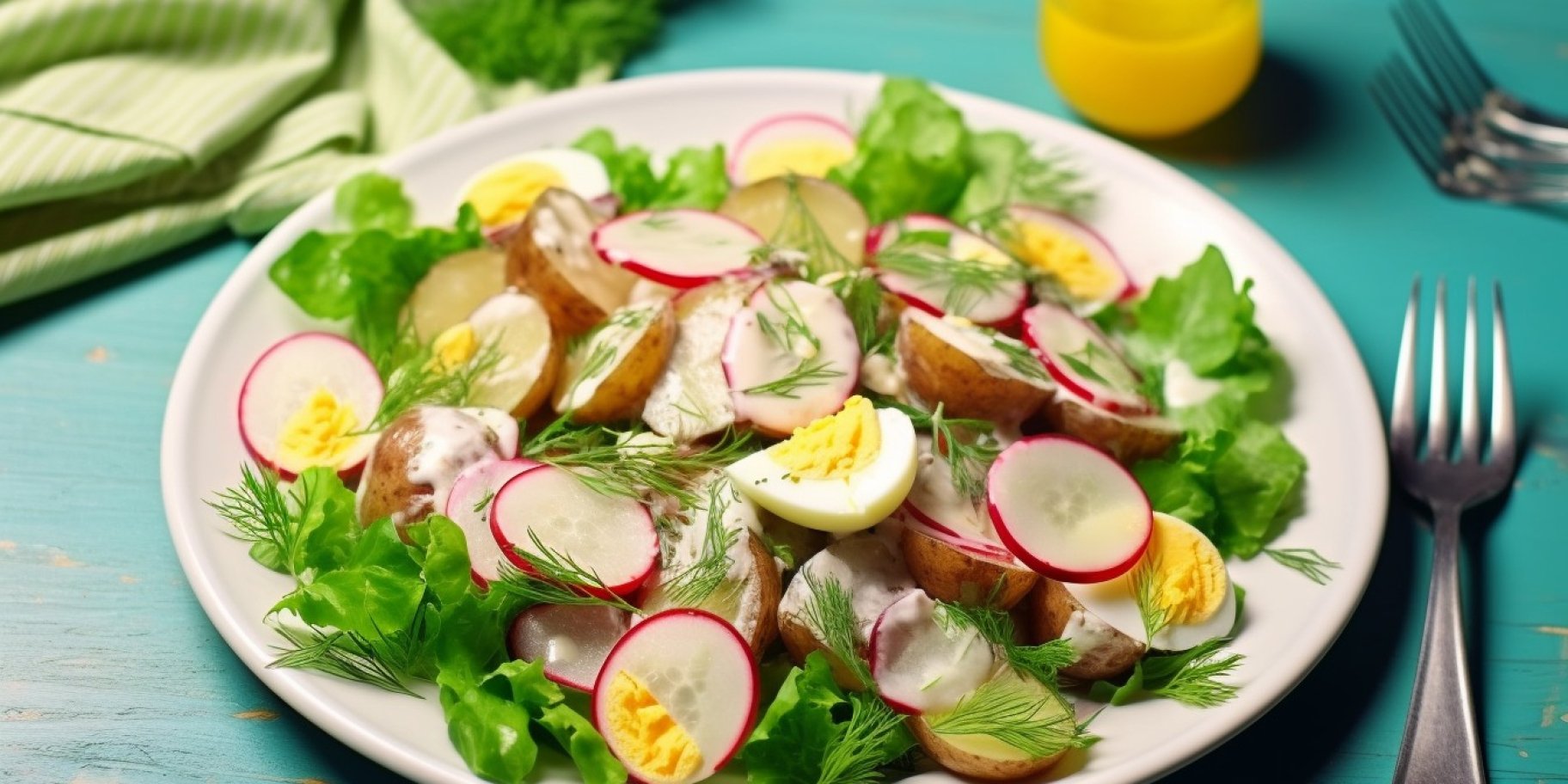 Салат с копченой селедкой и горчичной заправкой