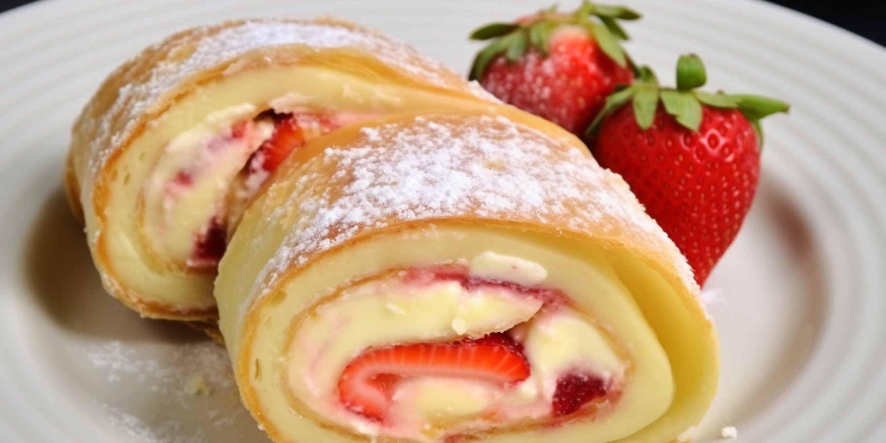 Лінивий рулет з лаваша із сиром та полуницею