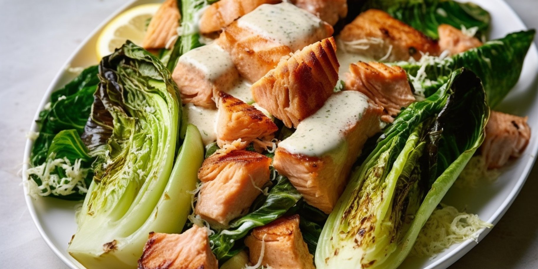 «Цезар» з лососем на грилі