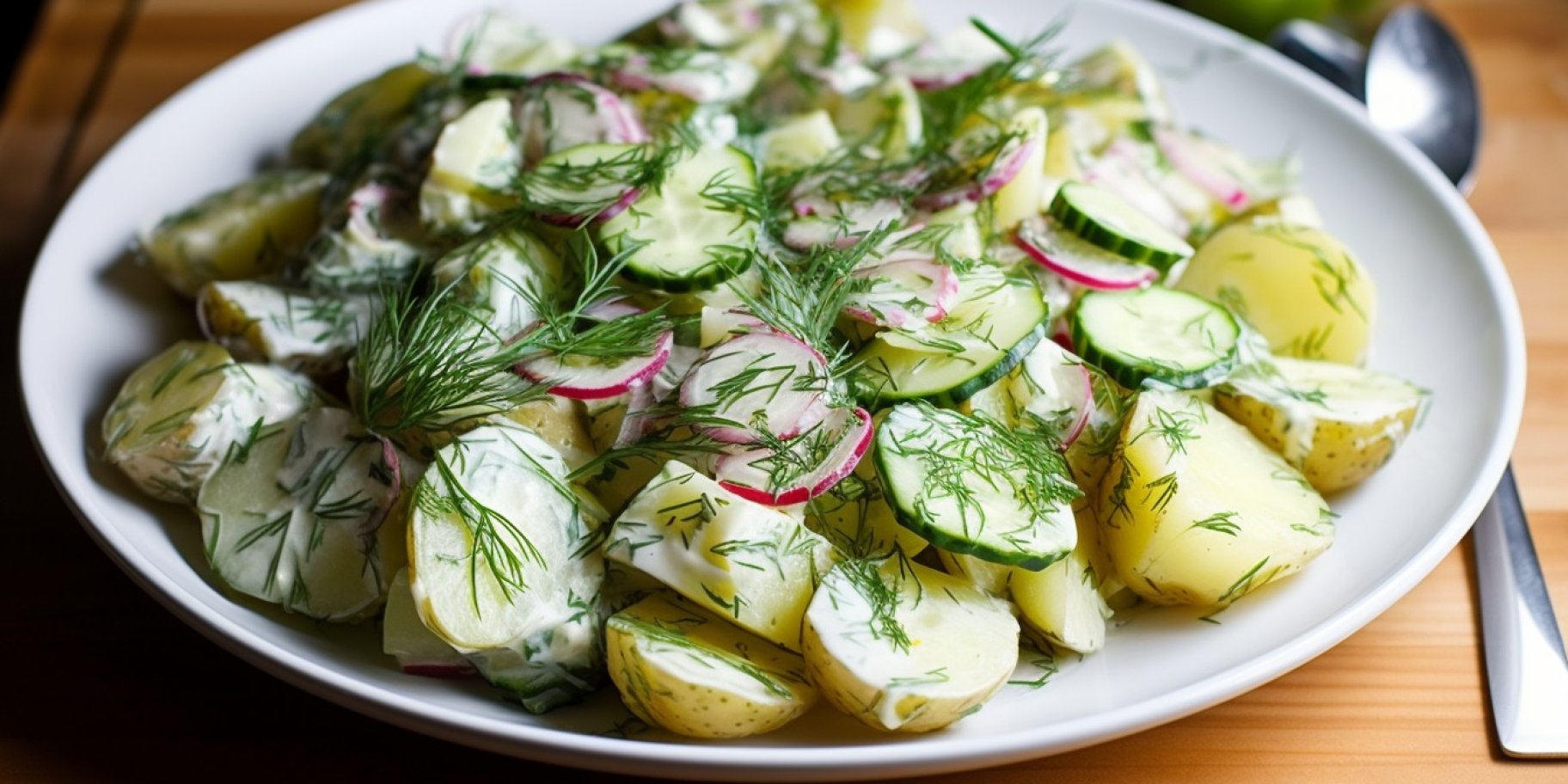 Теплий салат із запеченою картоплею, огірками та редискою