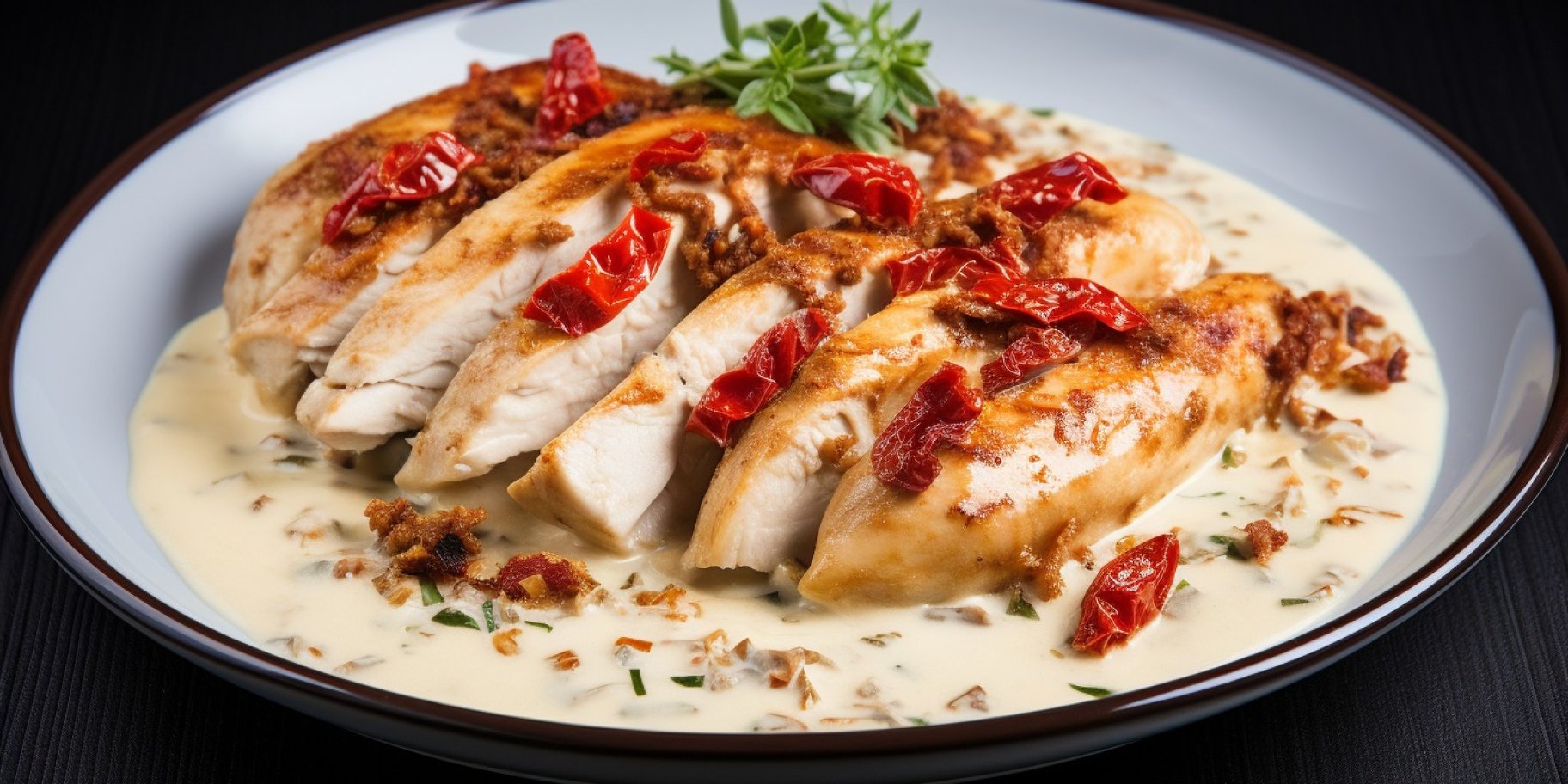 Куриное филе с вялеными томатами в сливках