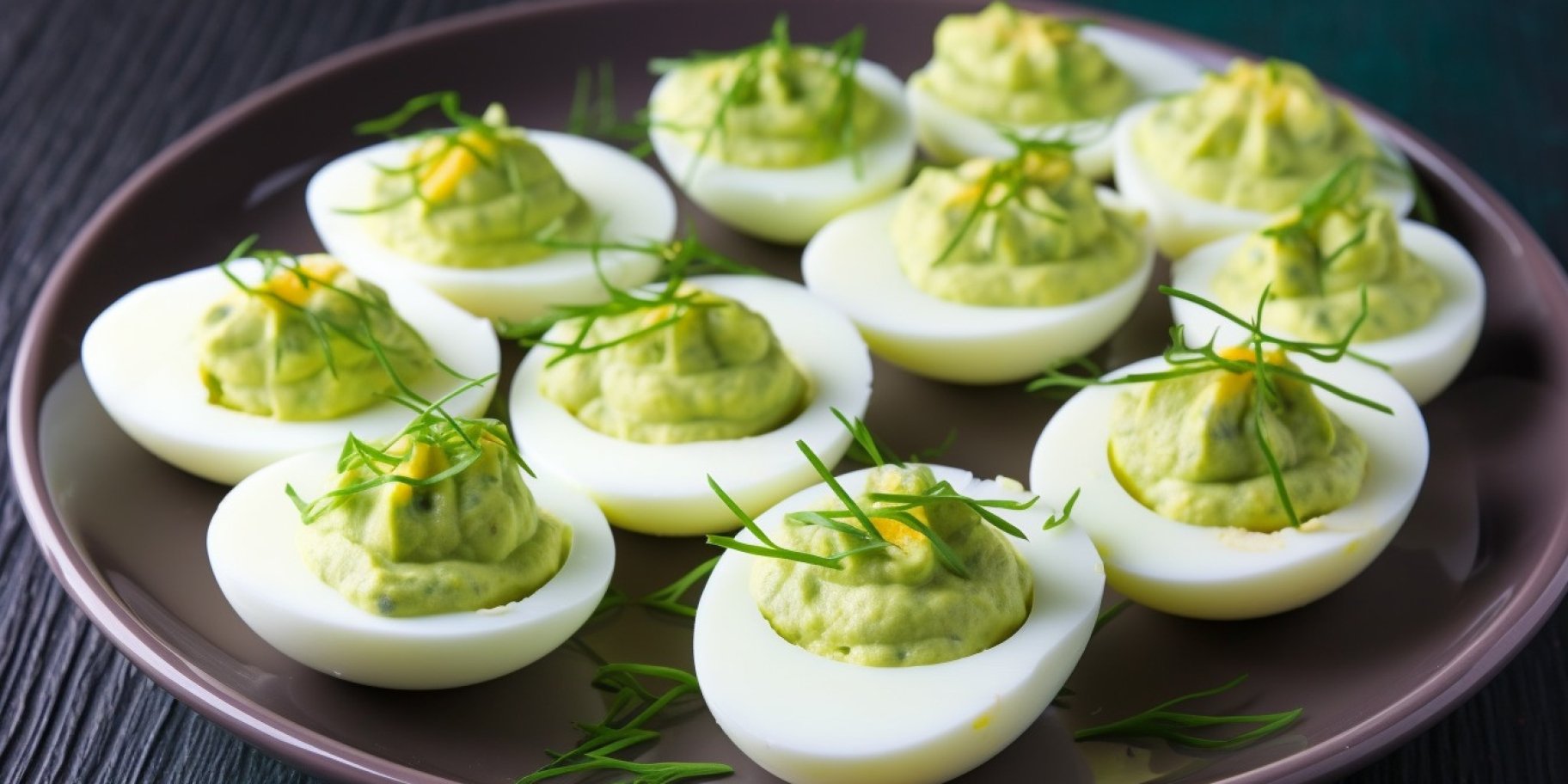 Варені яйця, фаршировані мусом із зеленого горошку