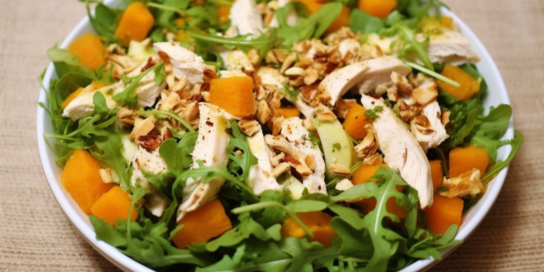 Салат з курятиною, хурмою й авокадо